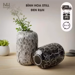 Bình hoa gốm sứ Still trang trí decor họa tiết rạn Made4Home - Kích thước 27x17cm
