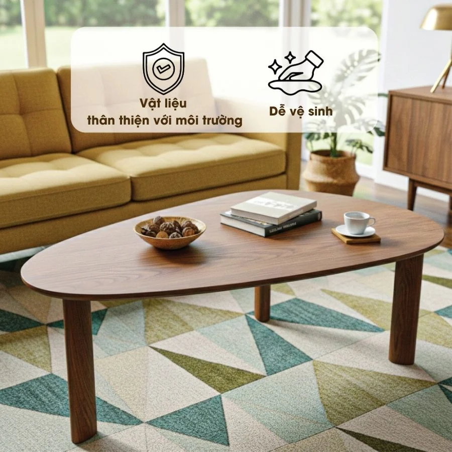 Bàn Trà Gỗ Made4Home – Bo Góc An Toàn, Veneer Tự Nhiên Cao Cấp Cho Phòng Khách Hiện Đại