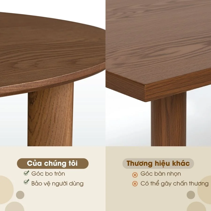 Bàn Trà Gỗ Made4Home – Bo Góc An Toàn, Veneer Tự Nhiên Cao Cấp Cho Phòng Khách Hiện Đại