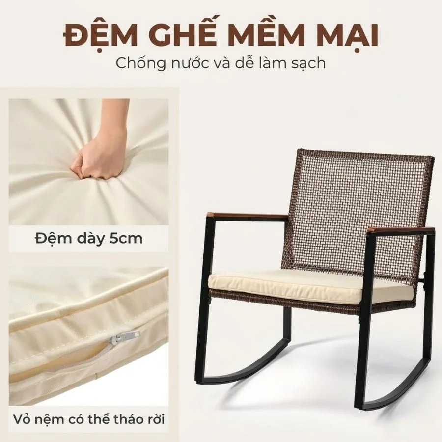 Bộ Ghế Bập Bênh Thư Giãn Ngoài Trời Made4Home – Patio Bistro Set
