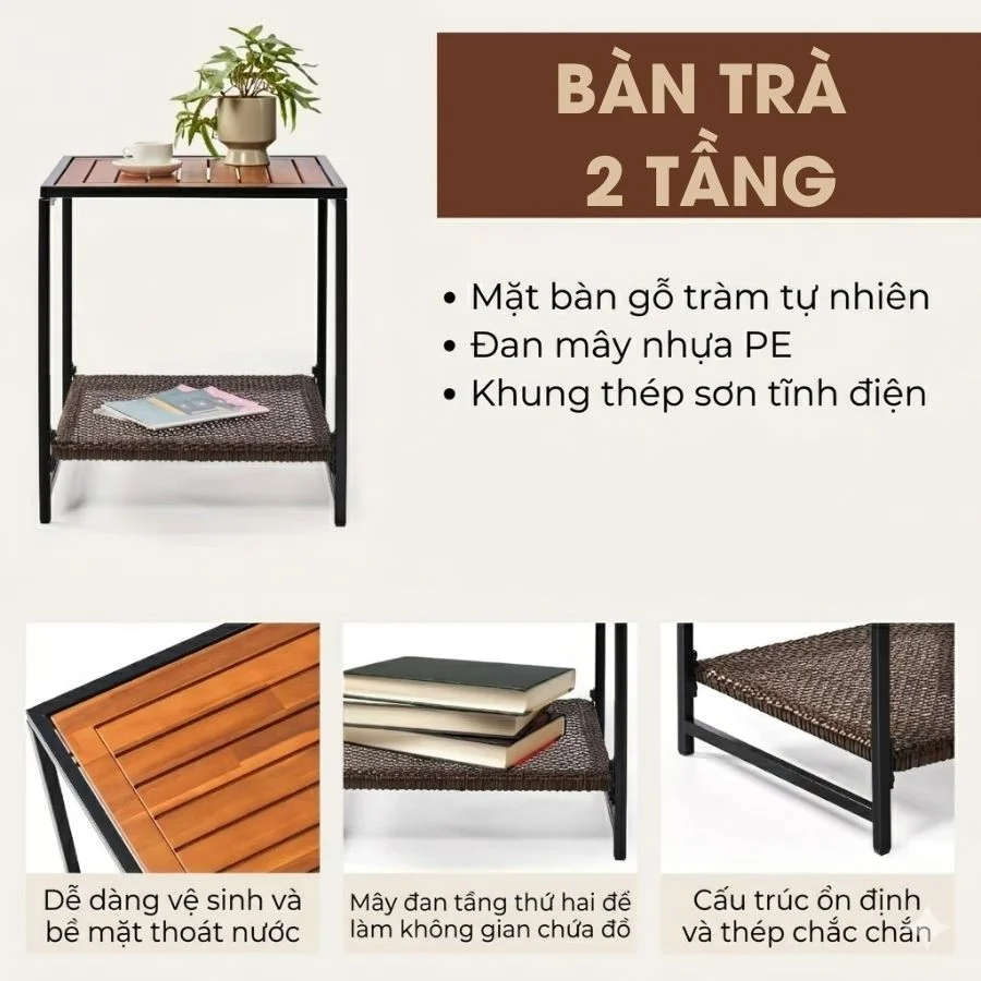 Bộ Ghế Bập Bênh Thư Giãn Ngoài Trời Made4Home – Patio Bistro Set
