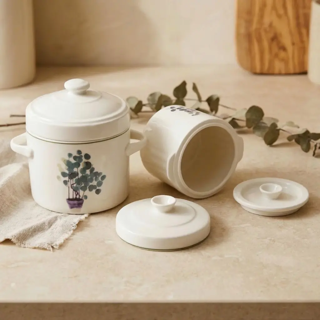 Thố Chưng Gốm Sứ Cao Cấp Made4Home – 2 Lớp Nắp Giữ Nhiệt