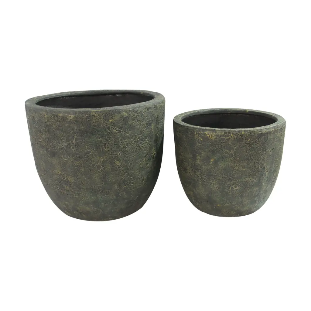 Egg Poly Planter (Set Of 2) – Green Grey