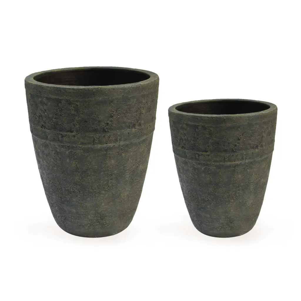 Milan Urn Poly Planter (Set Of 2) – Green Brown