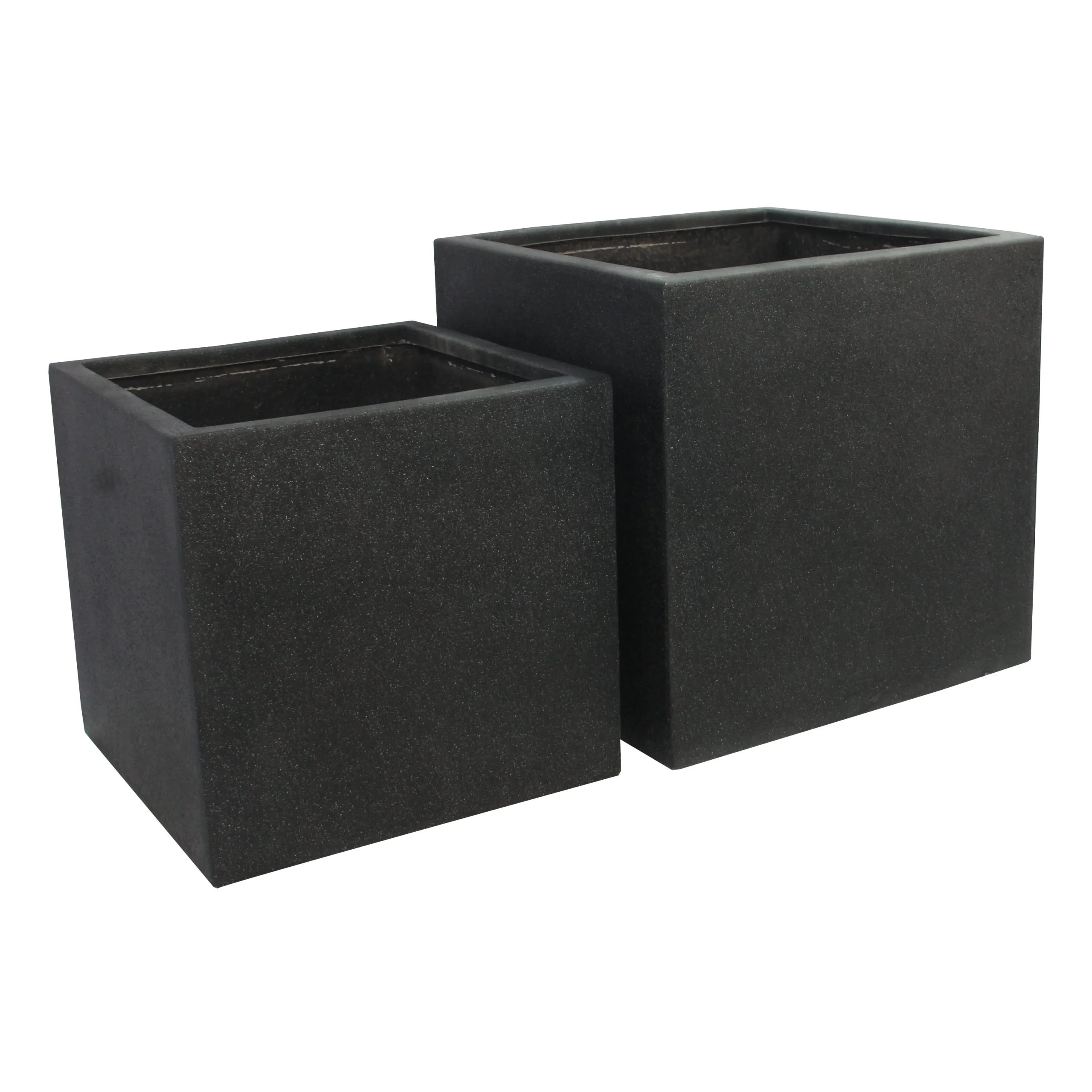 Rhine Square Poly Planter (Set Of 2) – Black