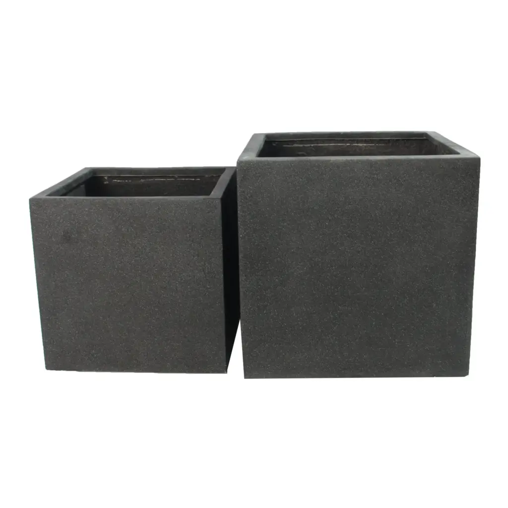 Rhine Square Poly Planter (Set Of 2) – Black