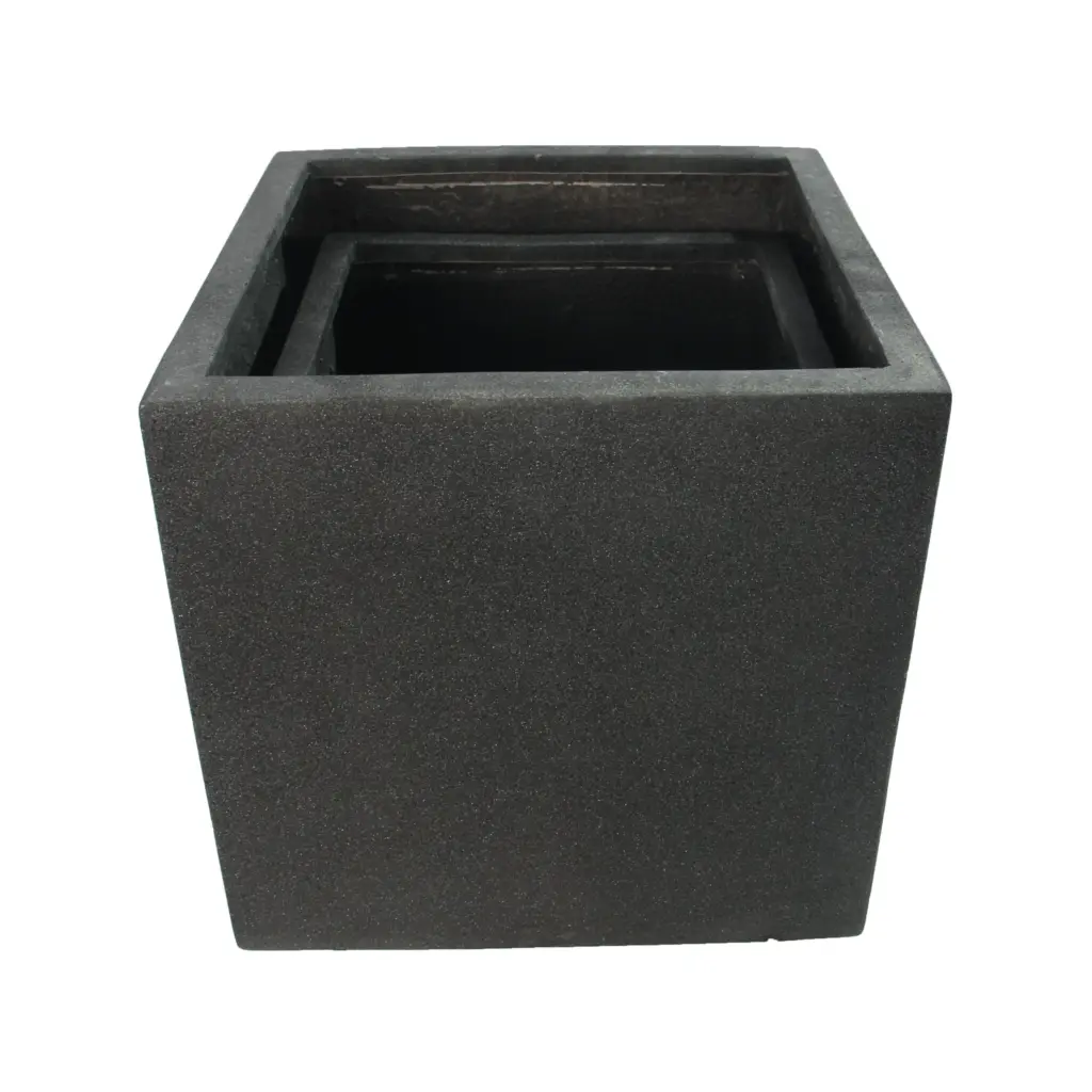 Rhine Square Poly Planter (Set Of 2) – Black