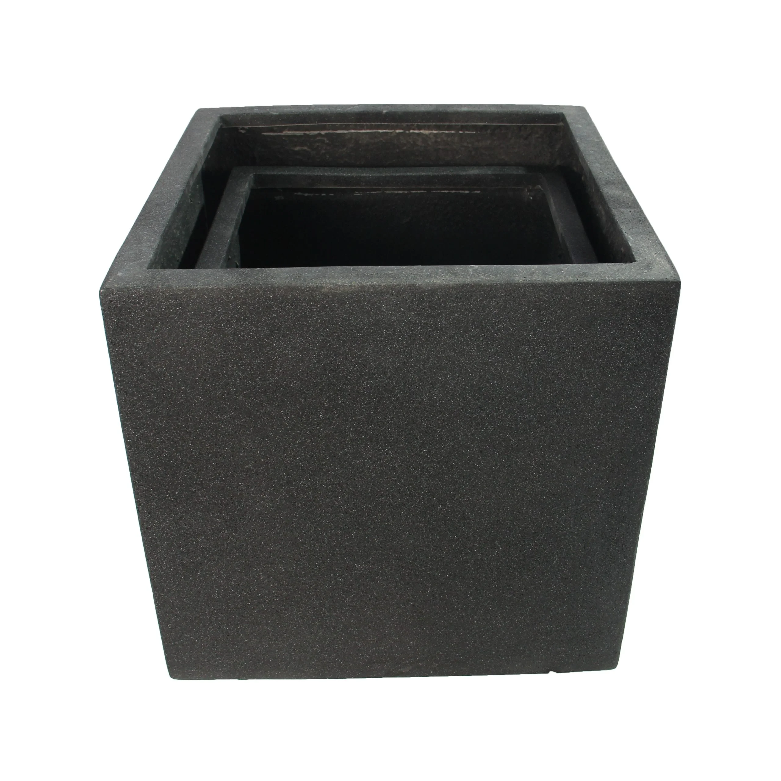 Rhine Square Poly Planter (Set Of 2) – Black