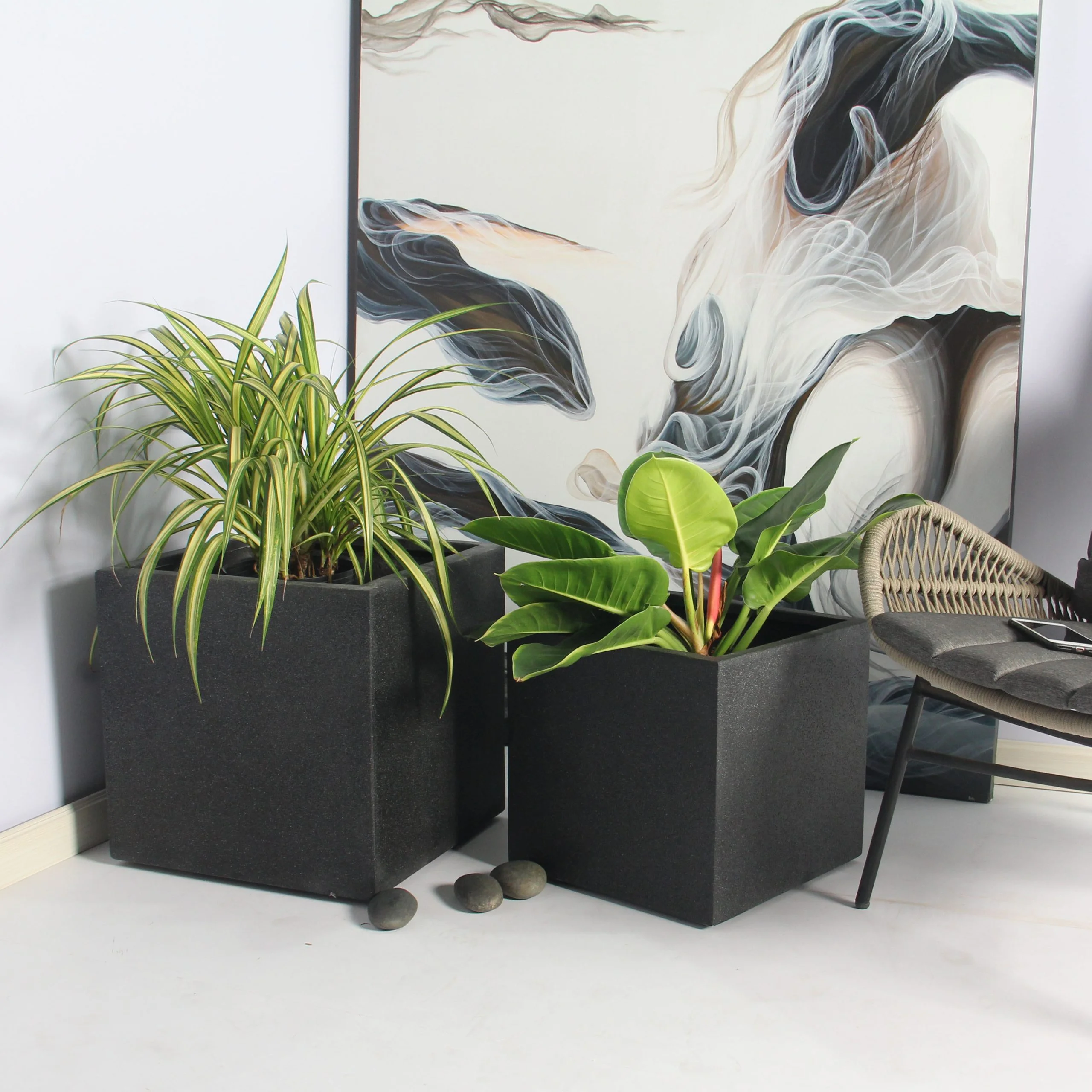 Rhine Square Poly Planter (Set Of 2) – Black