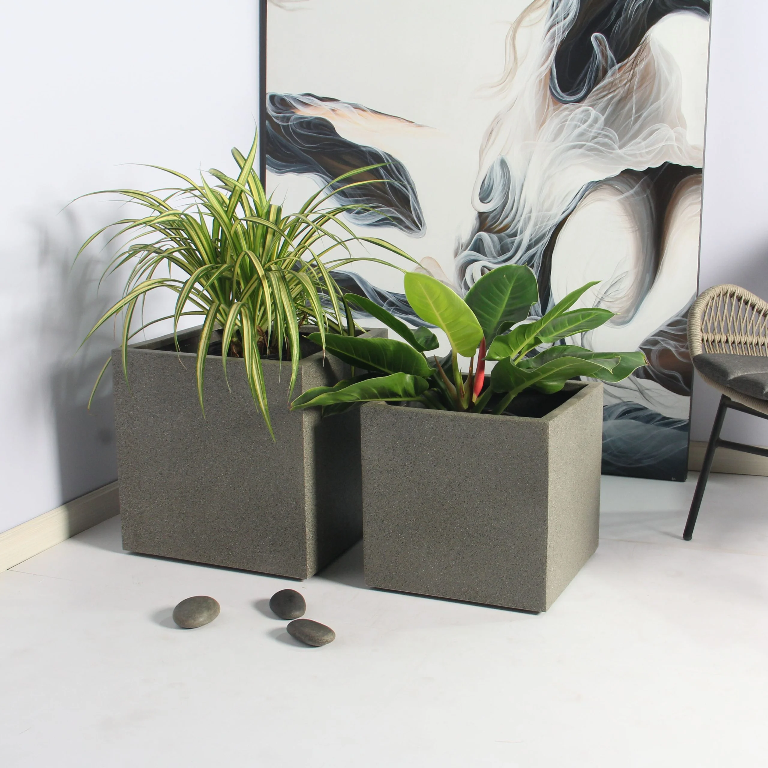 Rhine Square Poly Planter (Set Of 2) – Grey