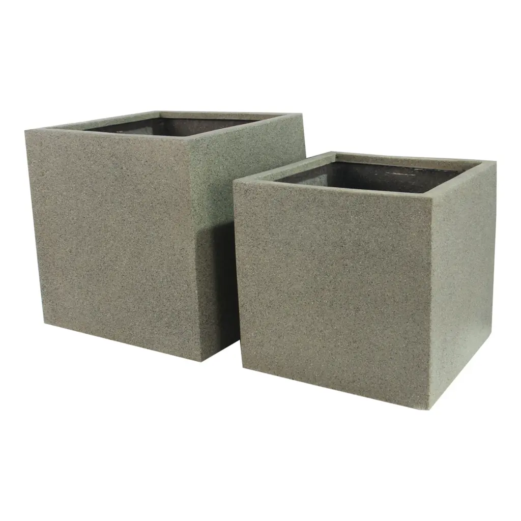 Rhine Square Poly Planter (Set Of 2) – Grey