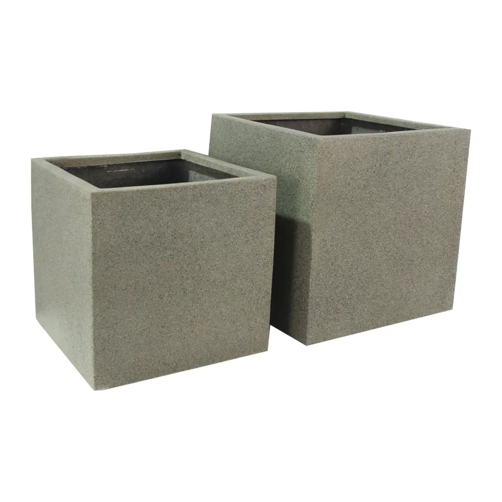 Rhine Square Poly Planter (Set Of 2) – Grey