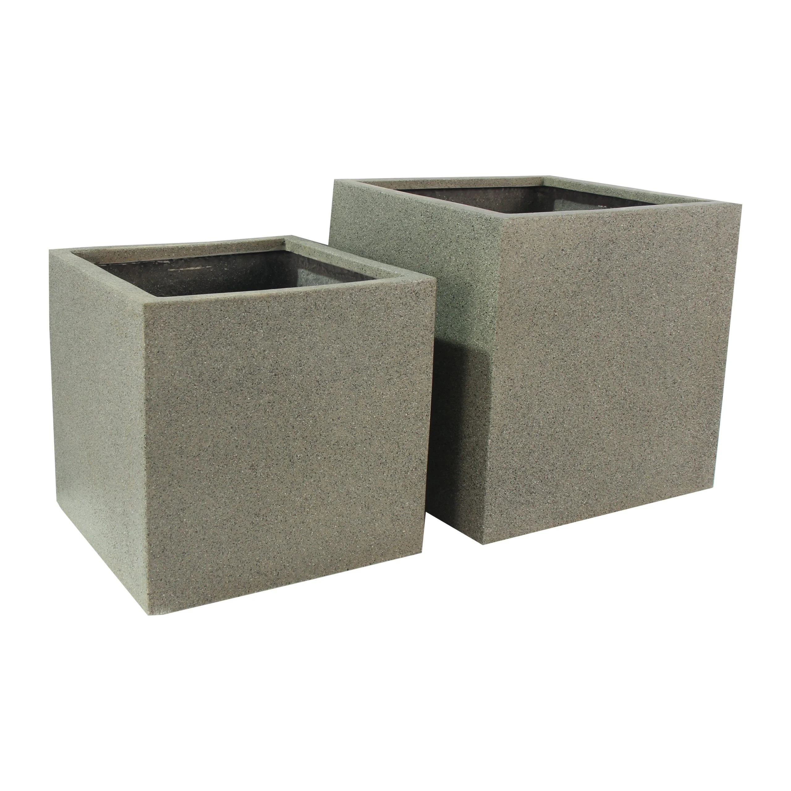 Rhine Square Poly Planter (Set Of 2) – Grey