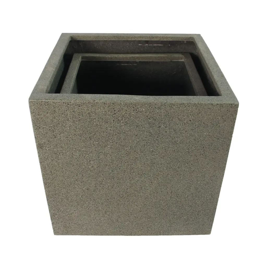 Rhine Square Poly Planter (Set Of 2) – Grey