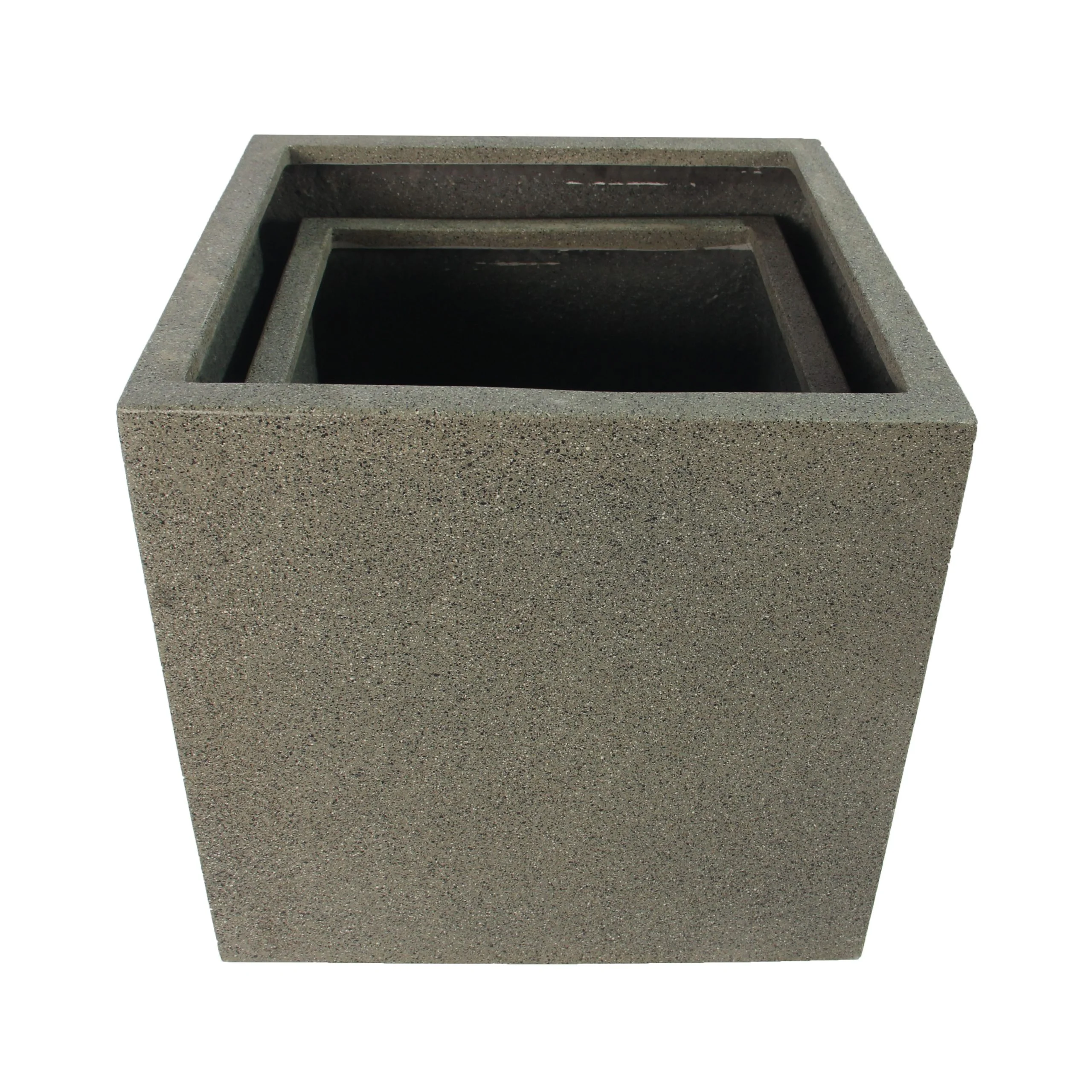 Rhine Square Poly Planter (Set Of 2) – Grey