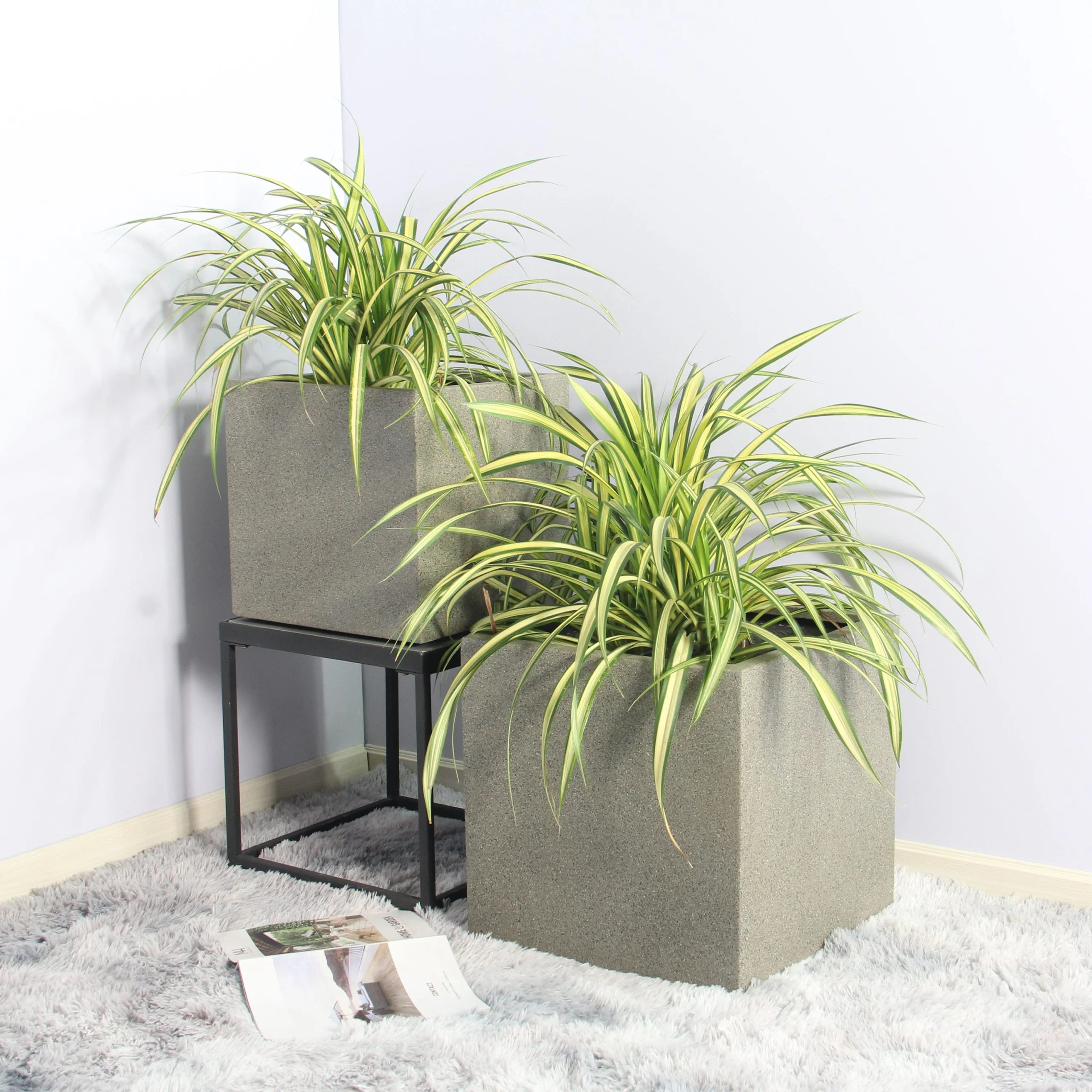 Rhine Square Poly Planter (Set Of 2) – Grey