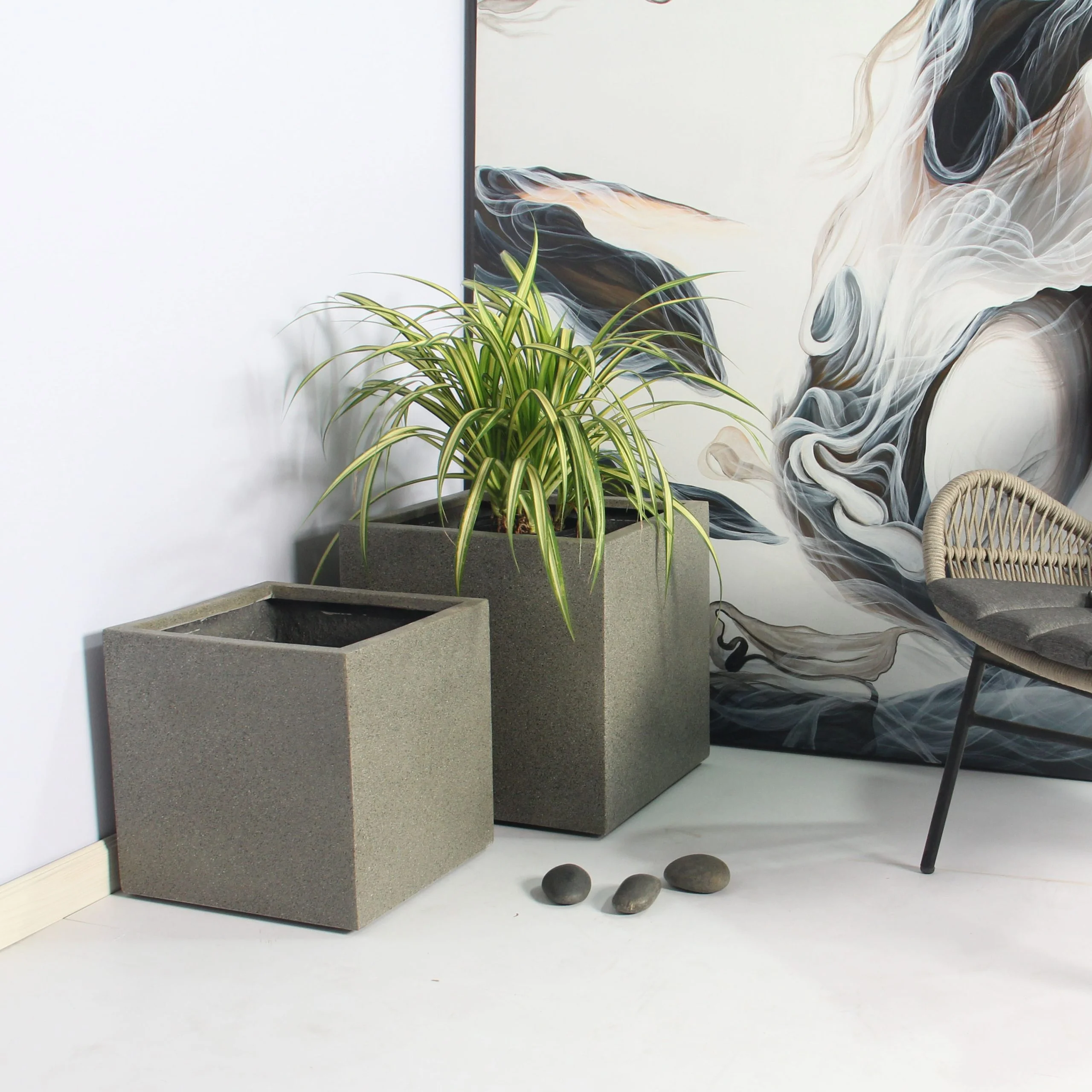 Rhine Square Poly Planter (Set Of 2) – Grey