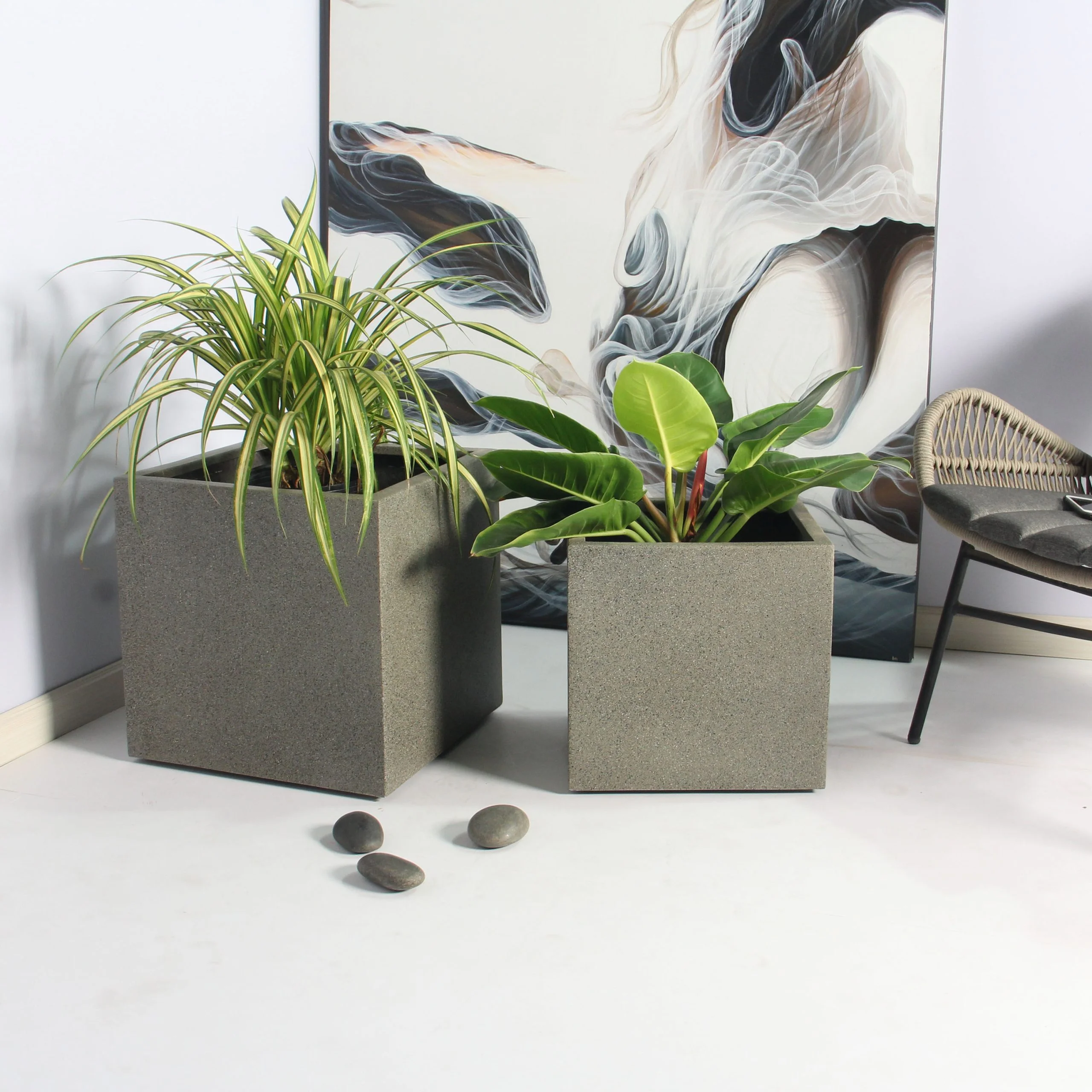 Rhine Square Poly Planter (Set Of 2) – Grey