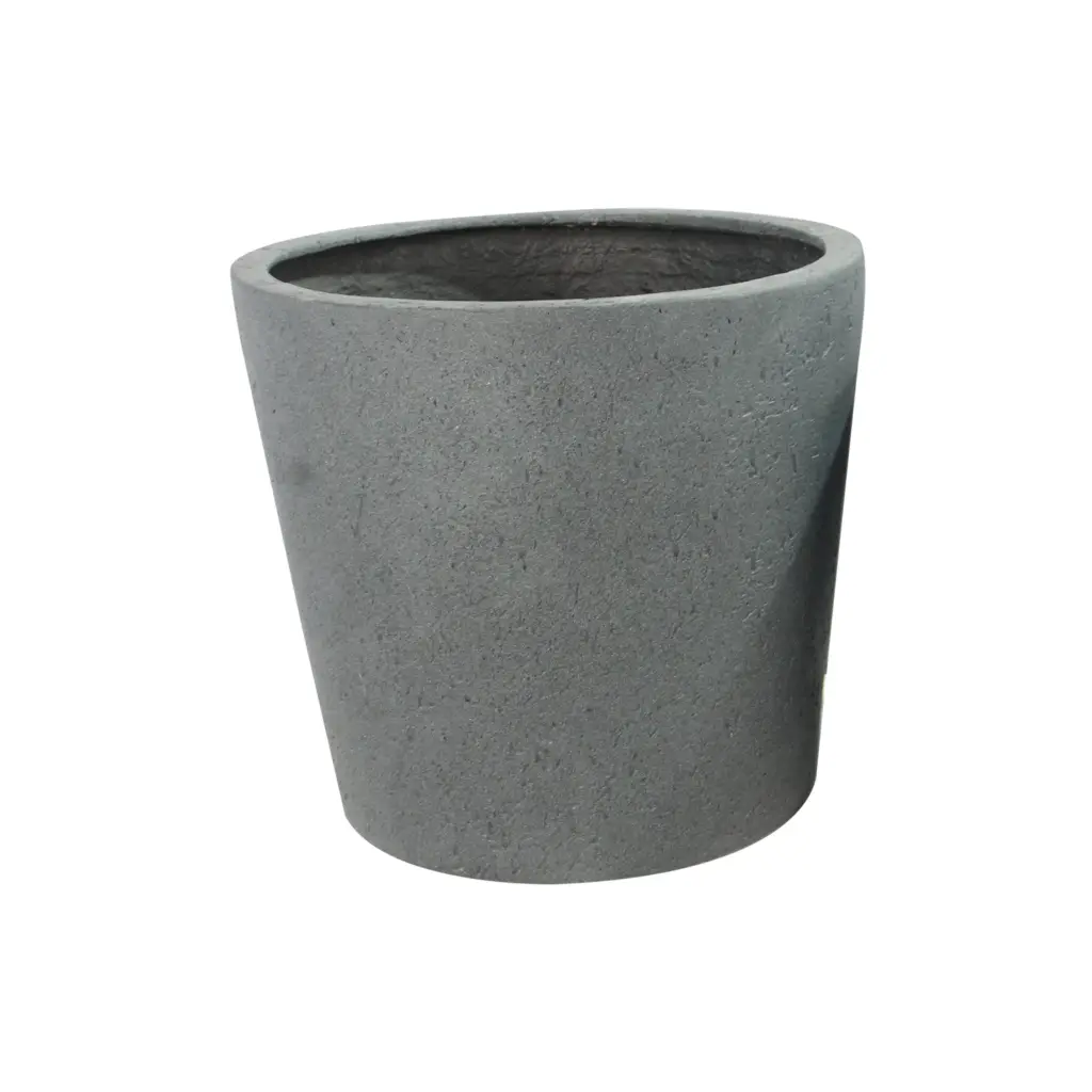 Rugen Cylindrical Round Poly Planter (Set Of 2) – Dark Grey