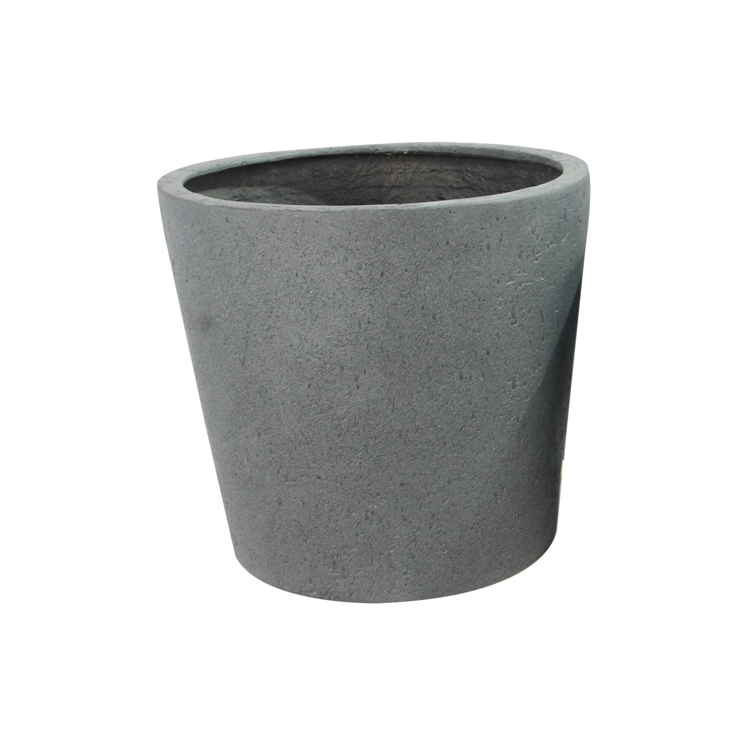Rugen Cylindrical Round Poly Planter (Set Of 2) – Dark Grey