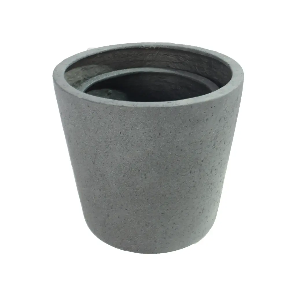 Rugen Cylindrical Round Poly Planter (Set Of 2) – Dark Grey