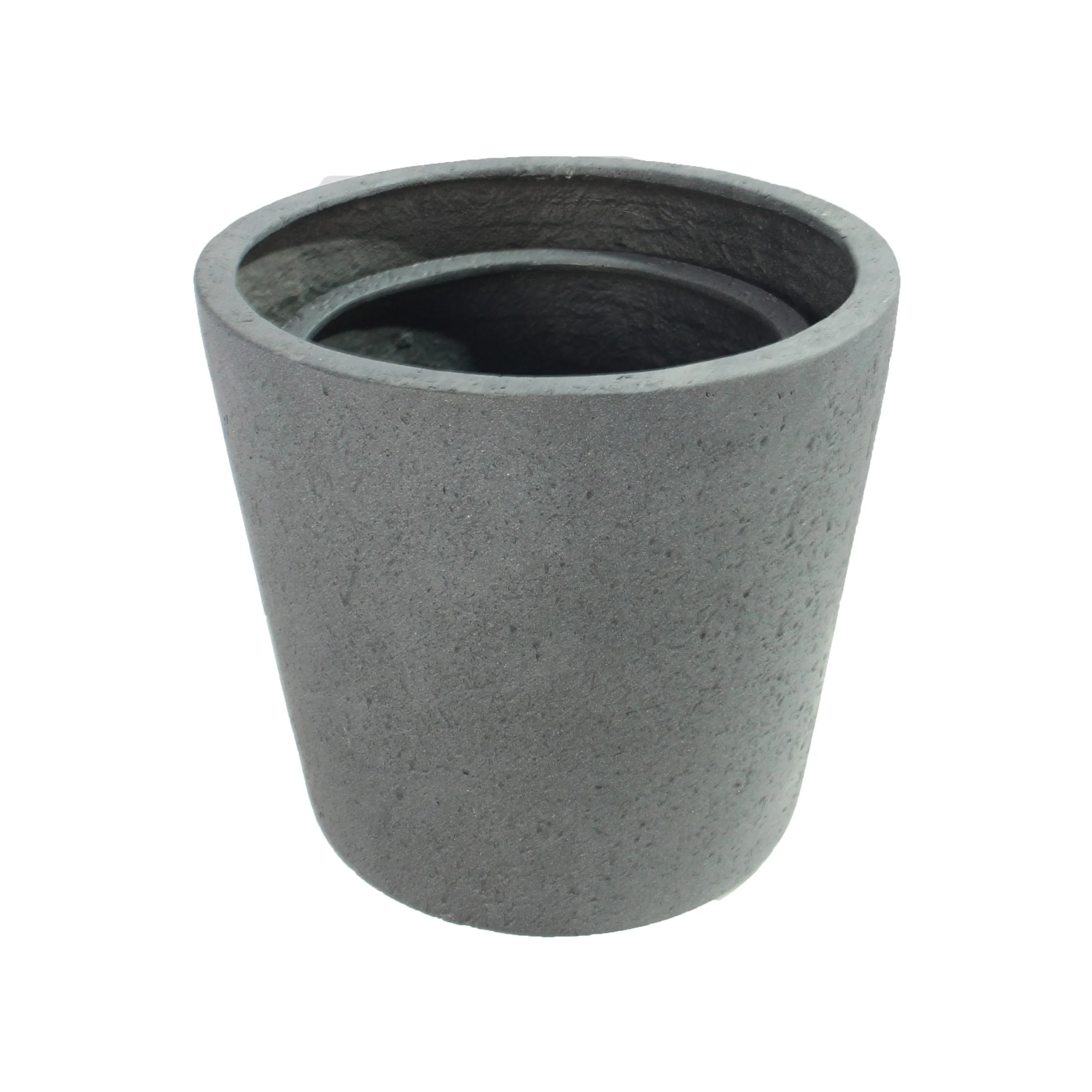 Rugen Cylindrical Round Poly Planter (Set Of 2) – Dark Grey