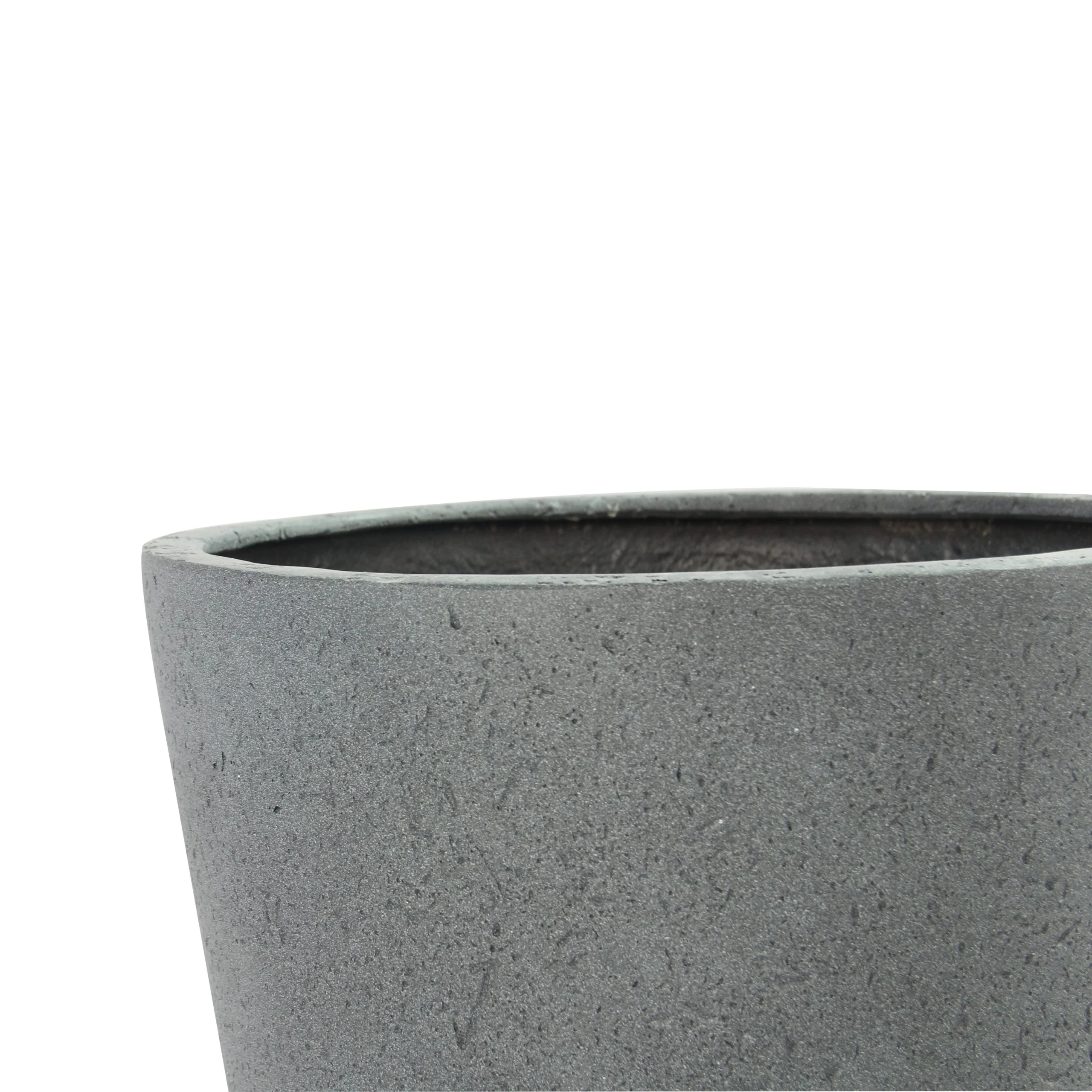 Rugen Cylindrical Round Poly Planter (Set Of 2) – Dark Grey
