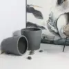 Rugen Cylindrical Round Poly Planter (Set Of 2) – Dark Grey