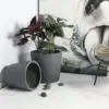 Rugen Cylindrical Round Poly Planter (Set Of 2) – Dark Grey