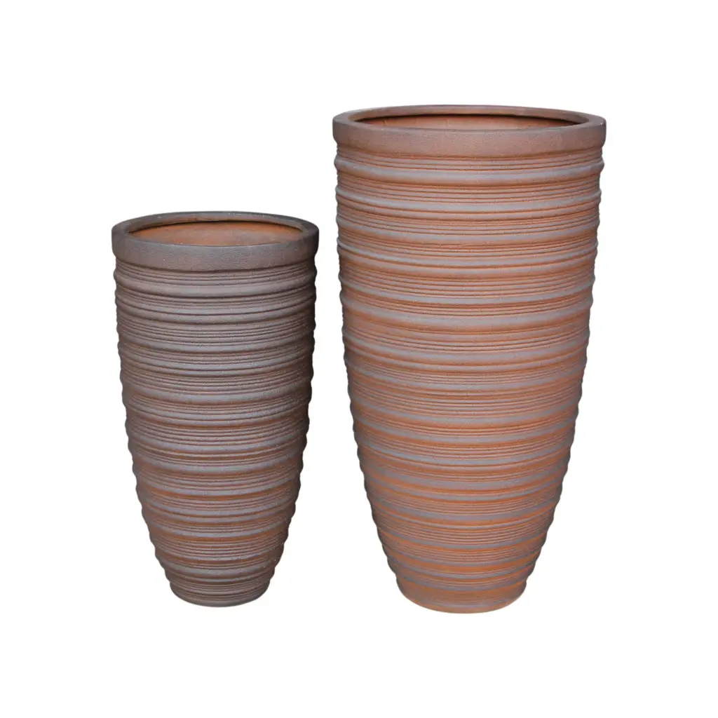 Shine Urn Poly Planter (Set Of 2) – Red Brown