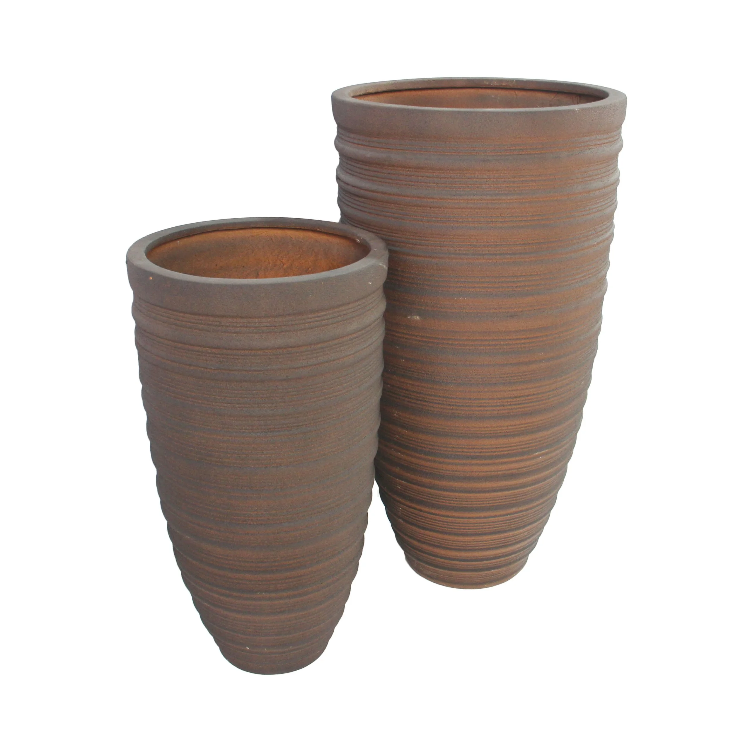 Shine Urn Poly Planter (Set Of 2) – Red Brown